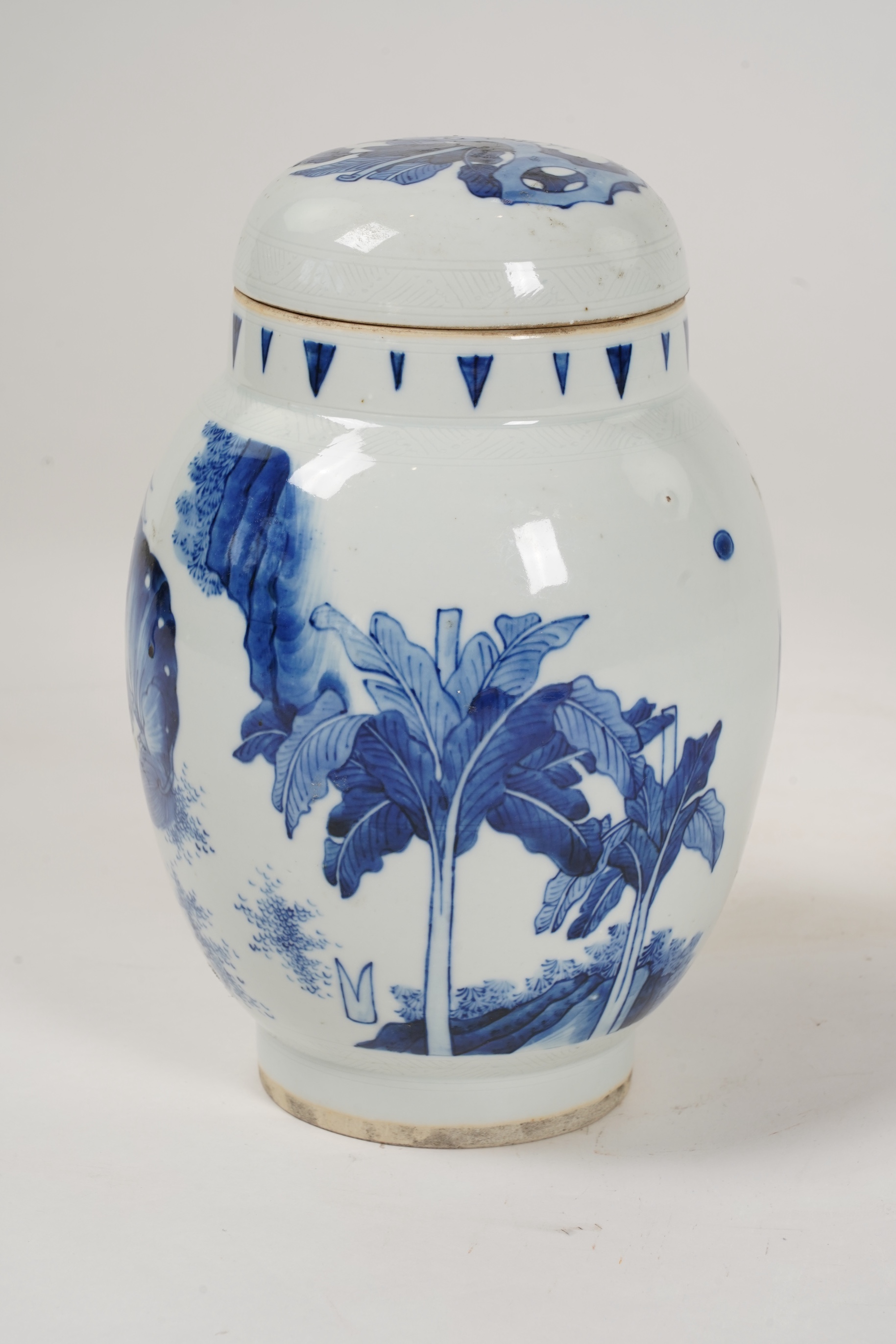 A Chinese blue and white ‘mythical beasts’ jar and cover, possibly Chongzhen period (1627-1644)